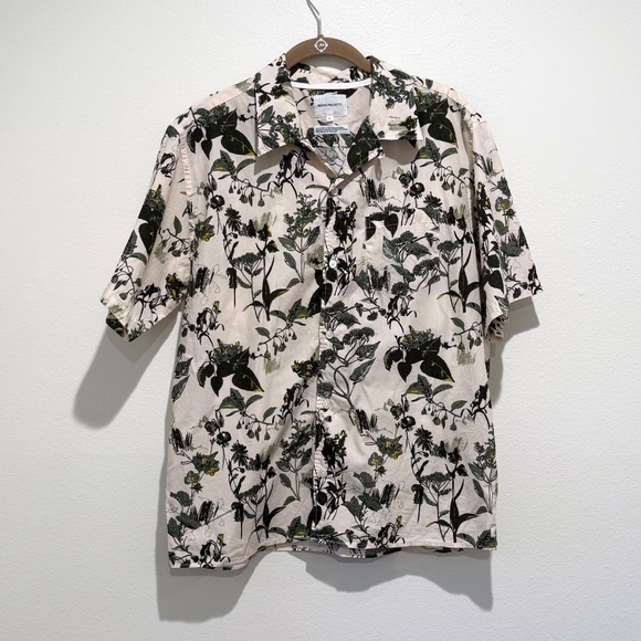 Norse Projects Floral Print Camp Collar Button Down Shirt Size Medium - Picture 2 of 8